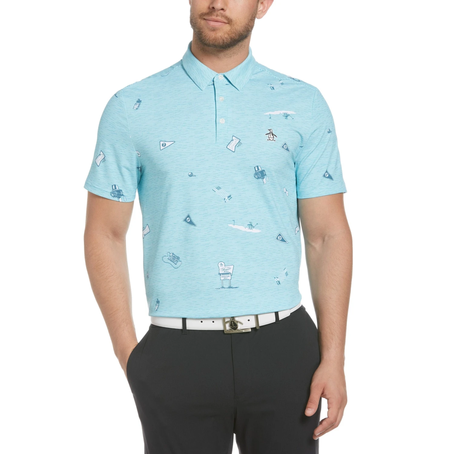 Original Penguin All Over Textured Mini Golf Print Polo Shirt 3 Original Penguin All Over Textured Mini Golf Print Polo Shirt