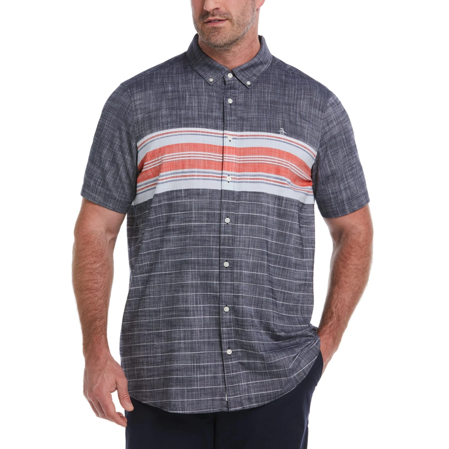 Original Penguin Big & Tall Engineered Chest Stripe Shirt 3 Original Penguin Big & Tall Engineered Chest Stripe Shirt