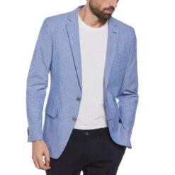 Original Penguin Blue Plaid Linen Blend Chambray Blazer -Original Penguin Blue Plaid Linen Blend Chambray Blazer Original Penguin 3