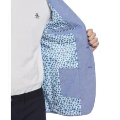 Original Penguin Blue Plaid Linen Blend Chambray Blazer -Original Penguin Blue Plaid Linen Blend Chambray Blazer Original Penguin 4