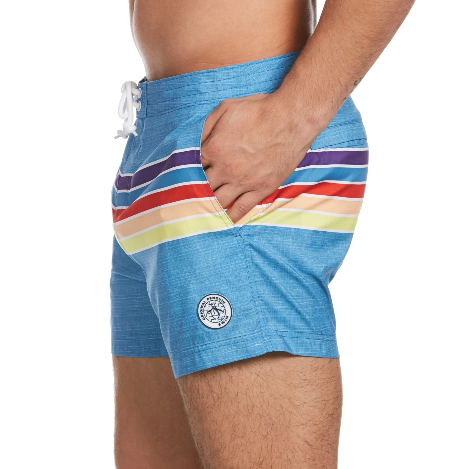 Original Penguin Engineered Stripe Box Swim Short 4 Original Penguin Engineered Stripe Box Swim Short - Image 3