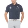 Original Penguin Mixed Media Polar Pete Print Golf Polo Shirt -Original Penguin Mixed Media Polar Pete Print Golf Polo Shirt Black Iris Original Penguin