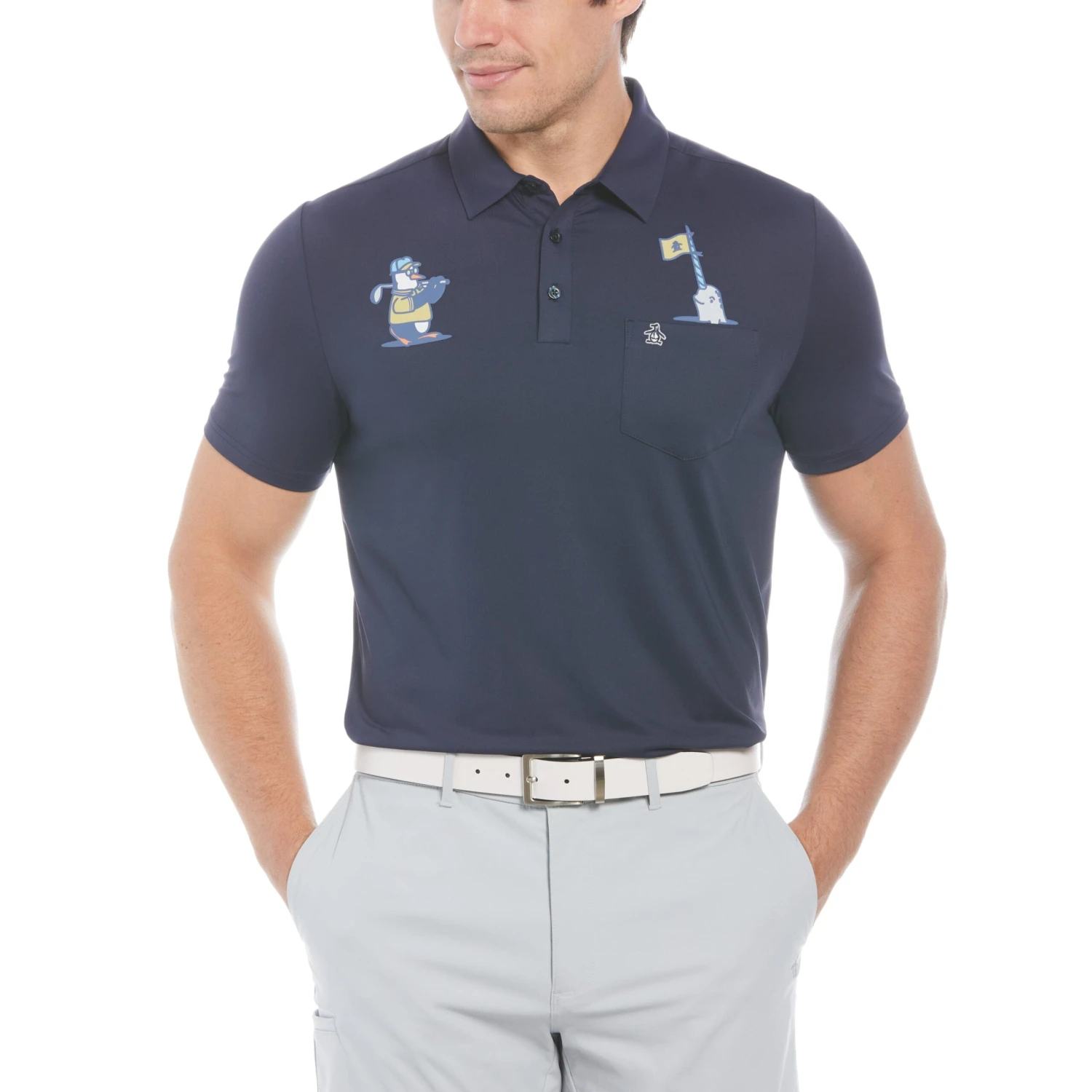 Original Penguin Mixed Media Polar Pete Print Golf Polo Shirt 3 Original Penguin Mixed Media Polar Pete Print Golf Polo Shirt